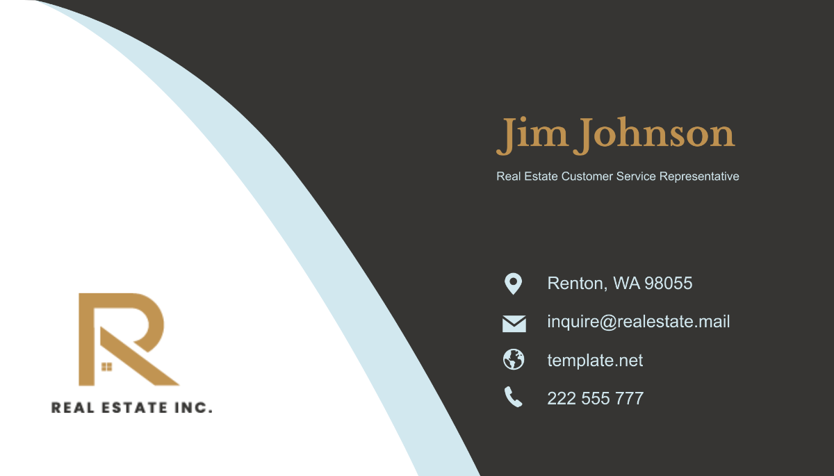 Real Estate Customer Service Representative Business Card