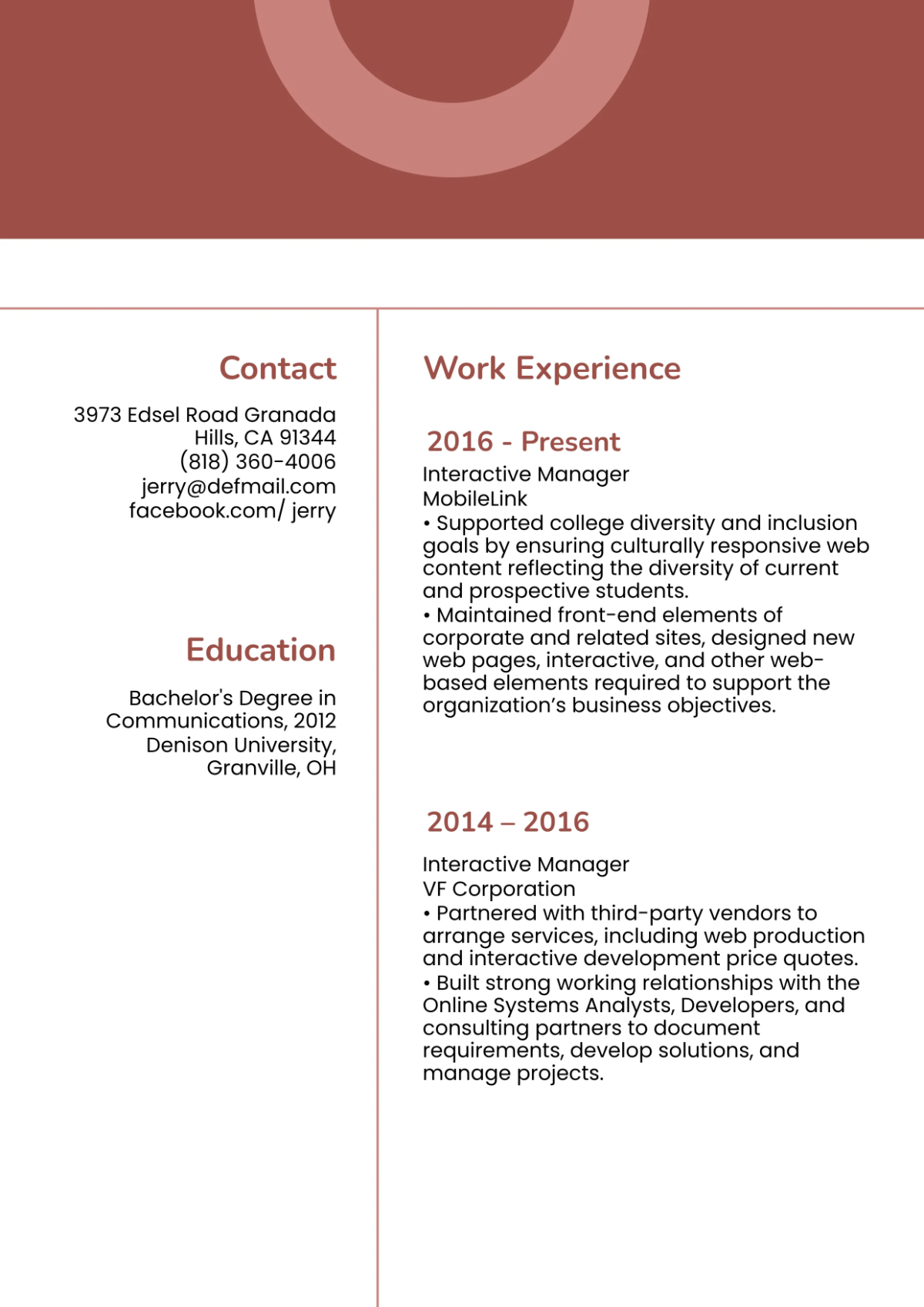 Free Interactive Manager Resume Template to Edit Online