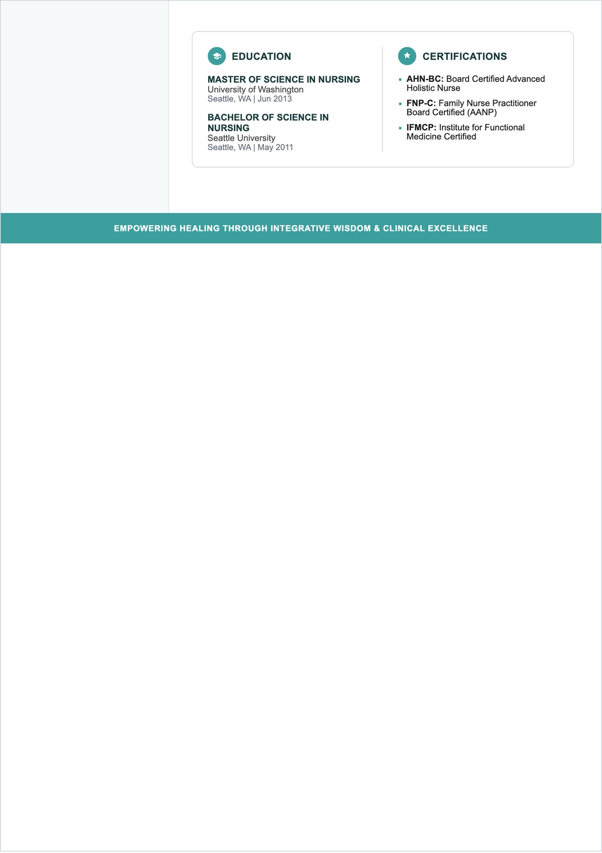 Free Holistic Nurse Practitioner ATS Resume Template