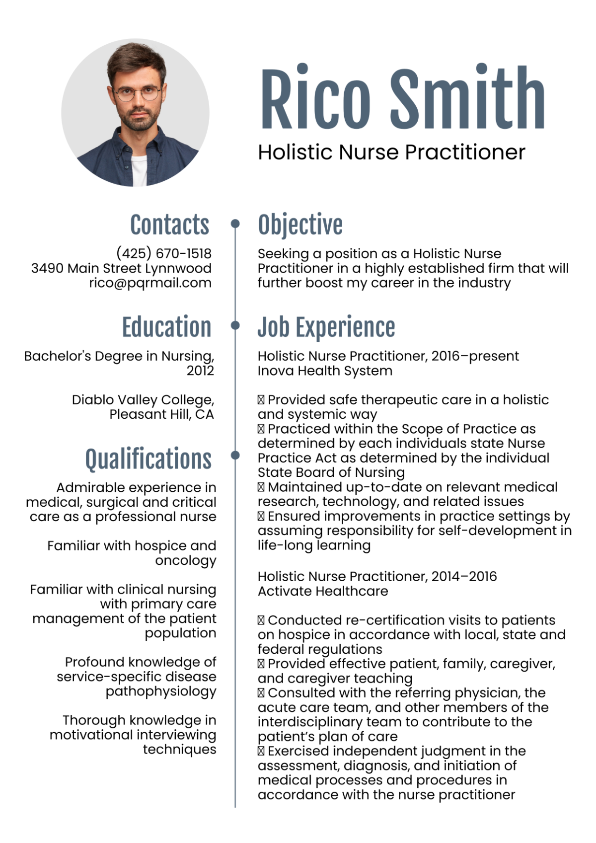 Holistic Nurse Practitioner Resume