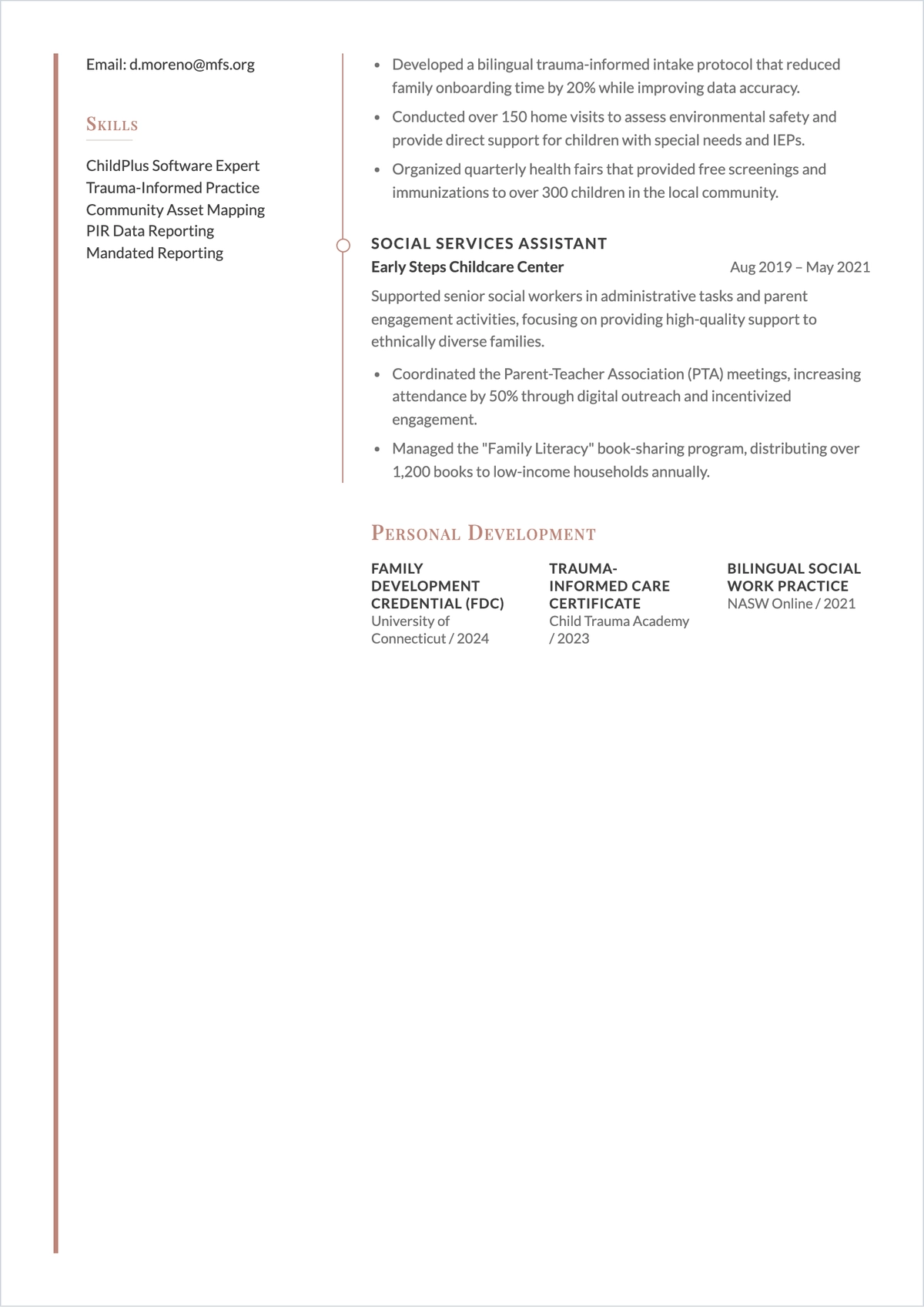 Free Head Start Family Worker ATS Resume Template, AI Resume Builder