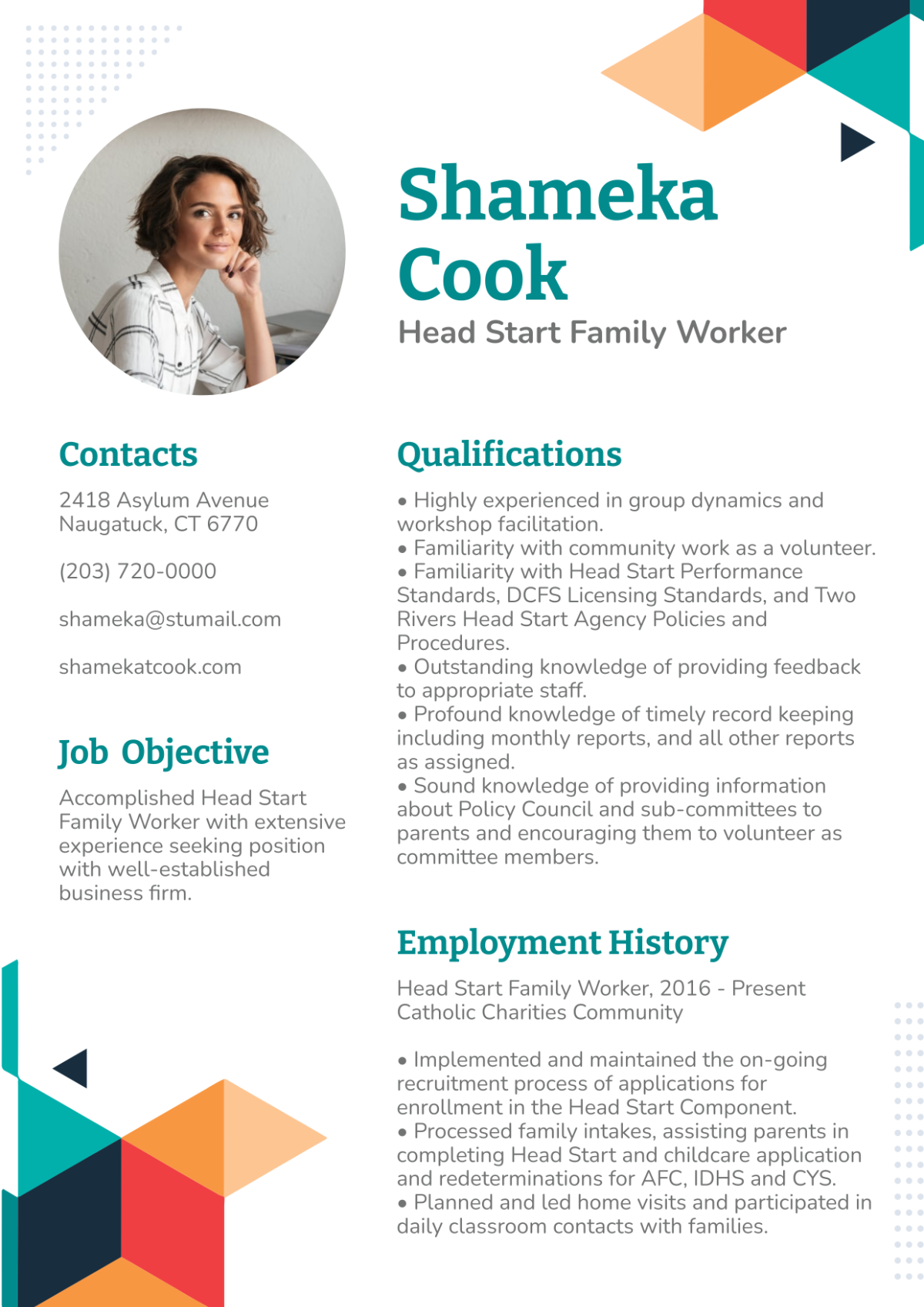 Head Start Family Worker Resume