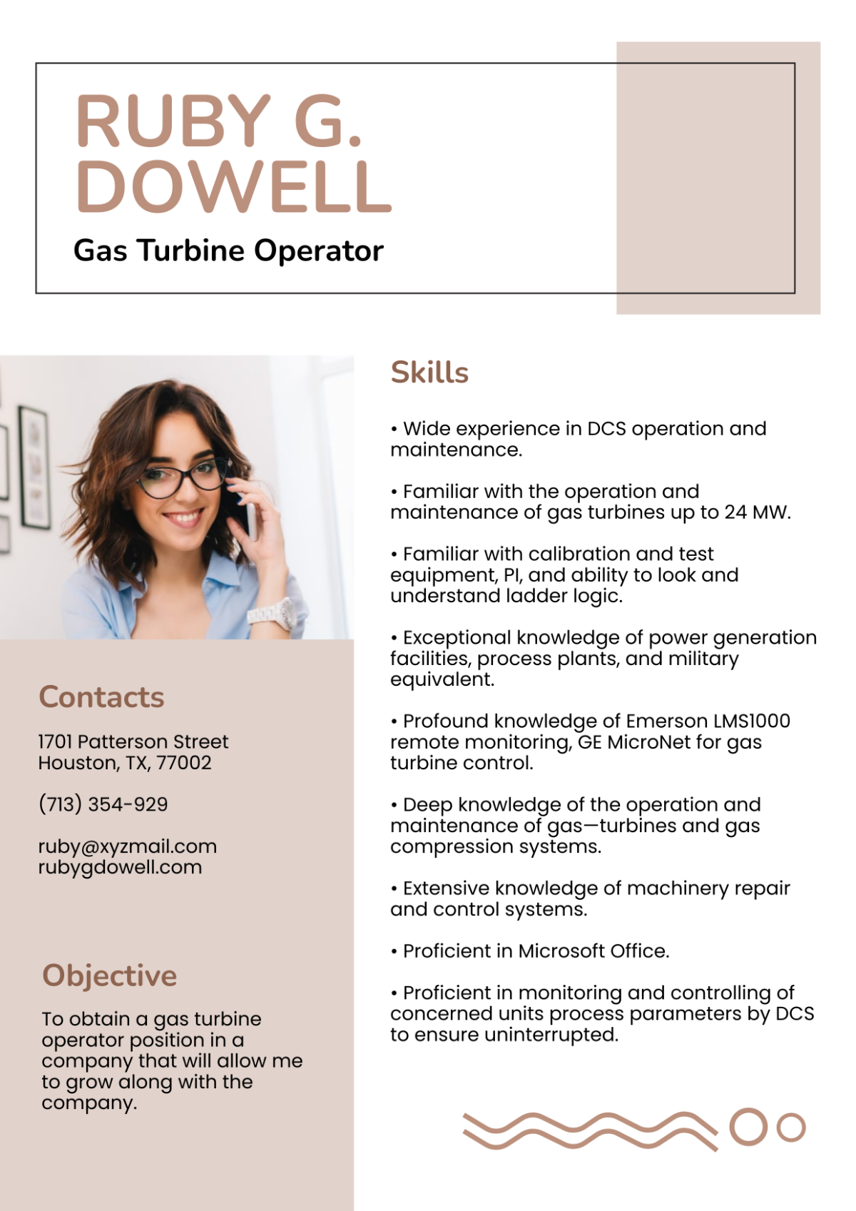 Free Gas Turbine Operator Resume