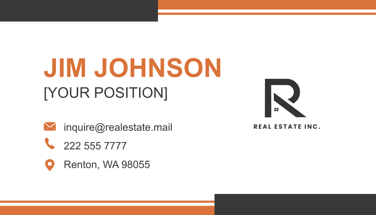 Real Estate Investor Business Card Template