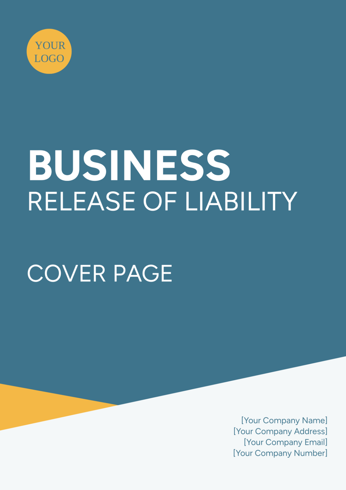 Business Release of Liability Cover Page