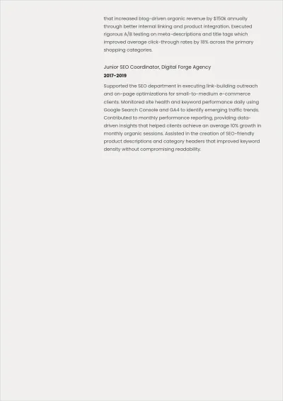 Free SEO Analyst ATS Resume Template, AI Resume Builder