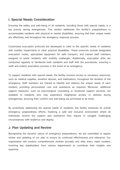 Free Nursing Home Emergency Preparedness Plan Template to Edit Online