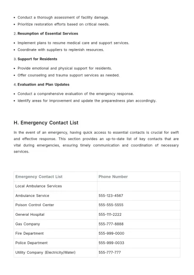 Free Nursing Home Emergency Preparedness Plan Template to Edit Online