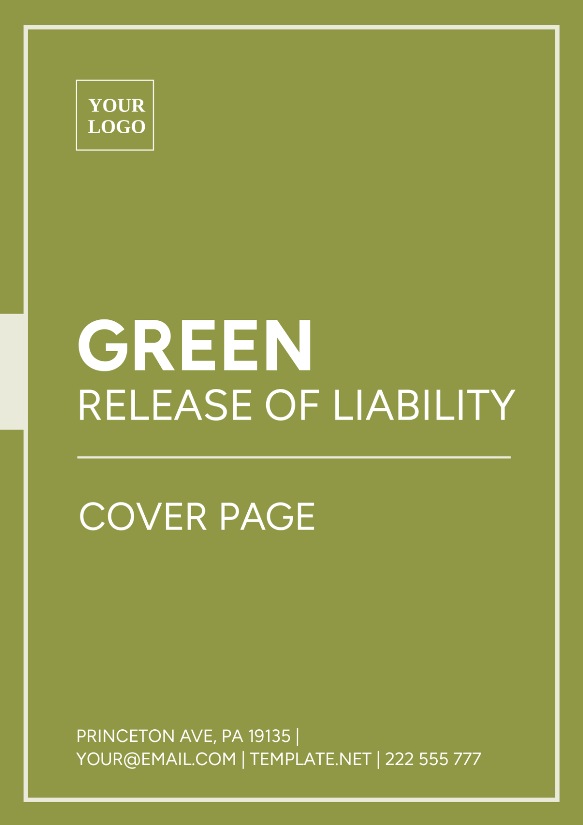 Green Release of Liability Cover Page