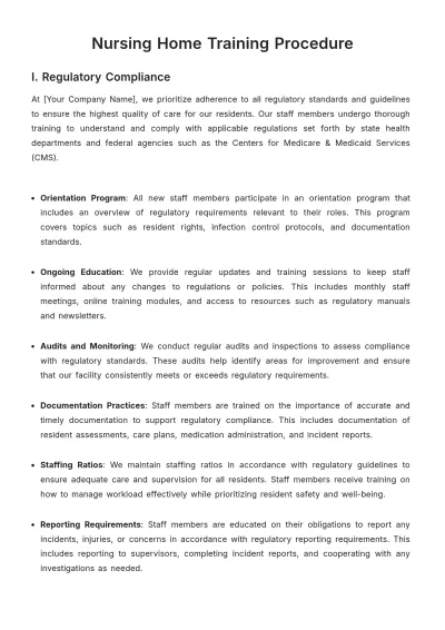 Free Nursing Home Training Procedure Template to Edit Online