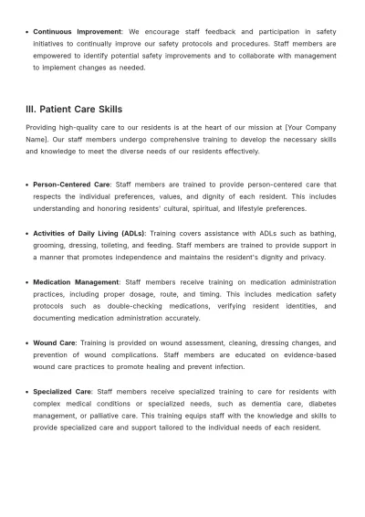 Free Nursing Home Training Procedure Template to Edit Online