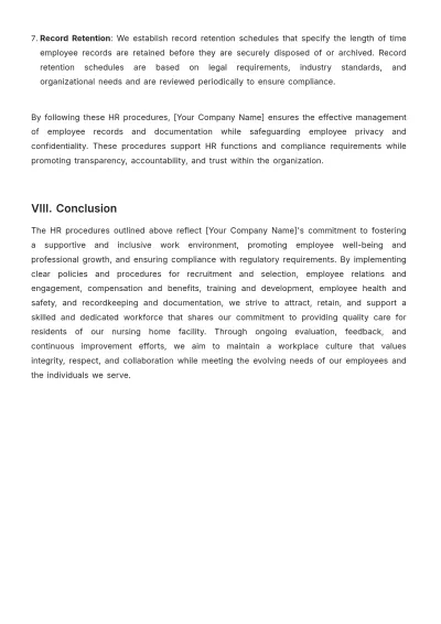 Free Nursing Home HR Procedure Template to Edit Online