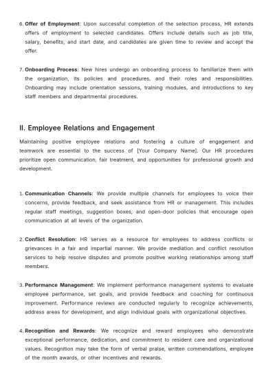 Free Nursing Home HR Procedure Template to Edit Online