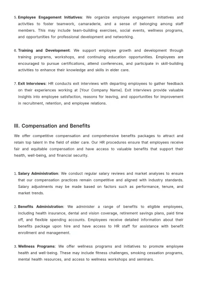 Free Nursing Home HR Procedure Template to Edit Online