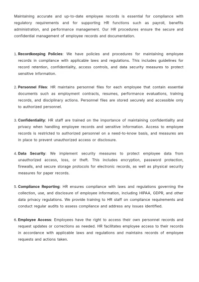 Free Nursing Home HR Procedure Template to Edit Online