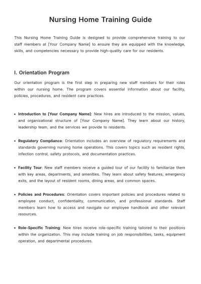 Free Nursing Home Training Guide Template to Edit Online