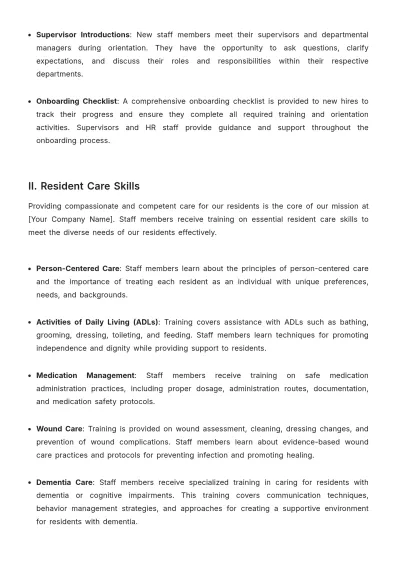 Free Nursing Home Training Guide Template to Edit Online