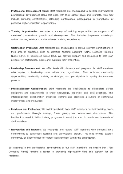 Free Nursing Home Training Guide Template to Edit Online