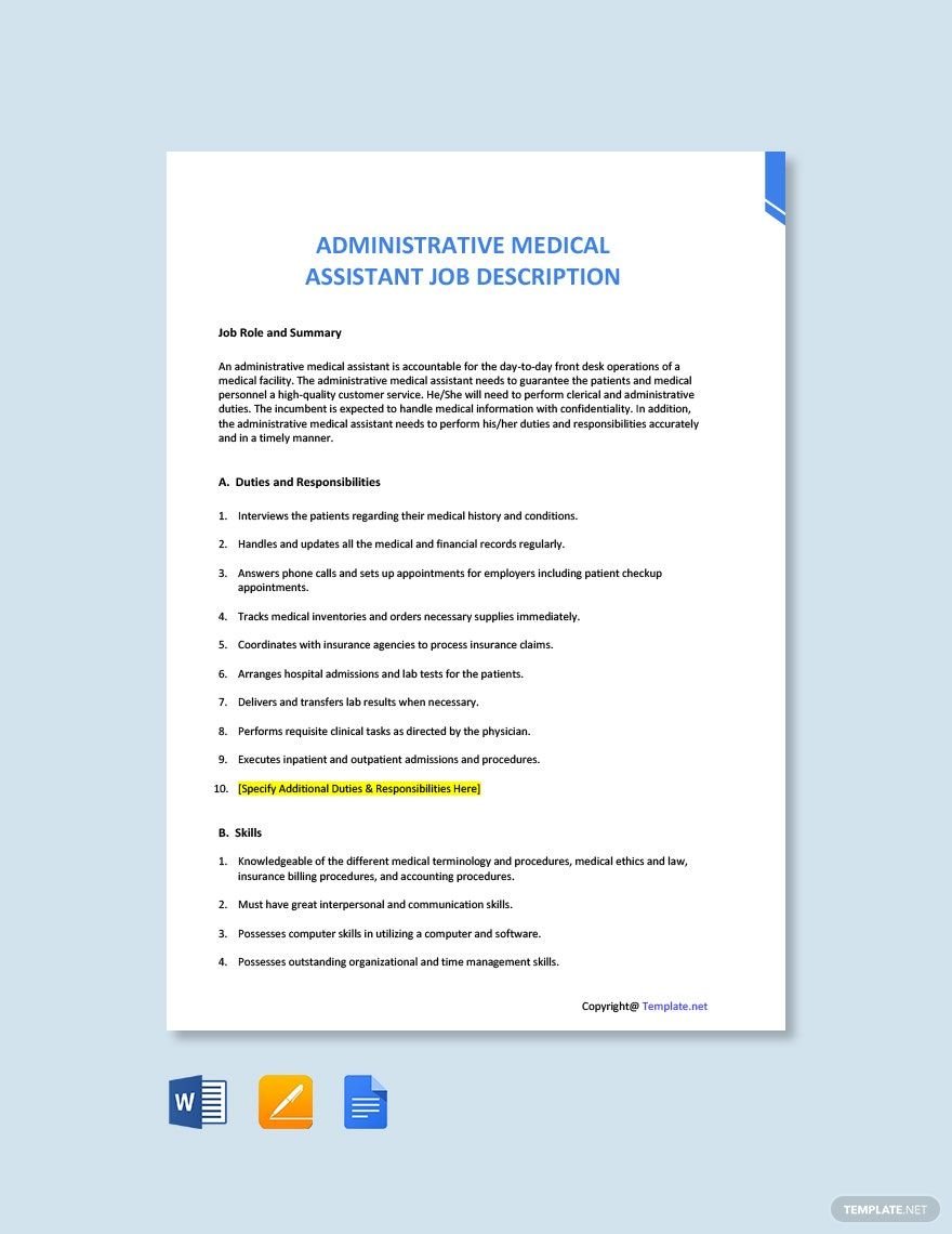 Administrative Medical Assistant Job Description