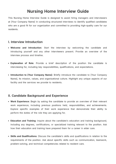 Free Nursing Home Interview Guide Template to Edit Online