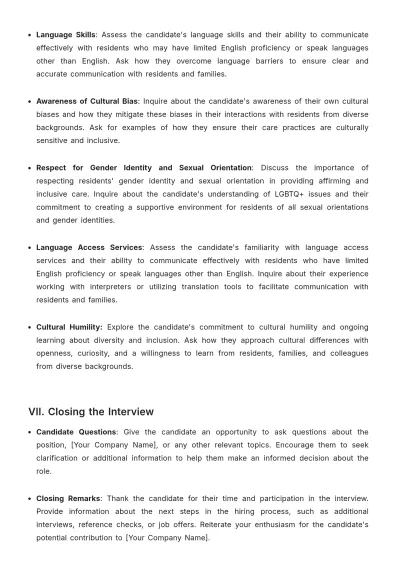 Free Nursing Home Interview Guide Template to Edit Online