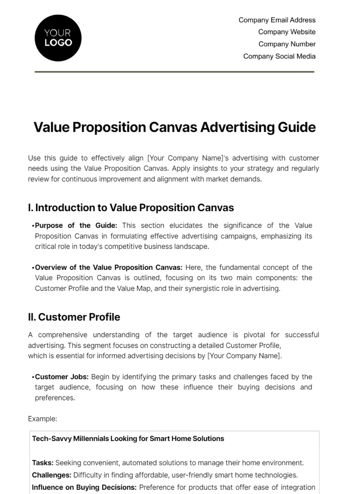 Value Proposition Canvas Advertising Guide Template