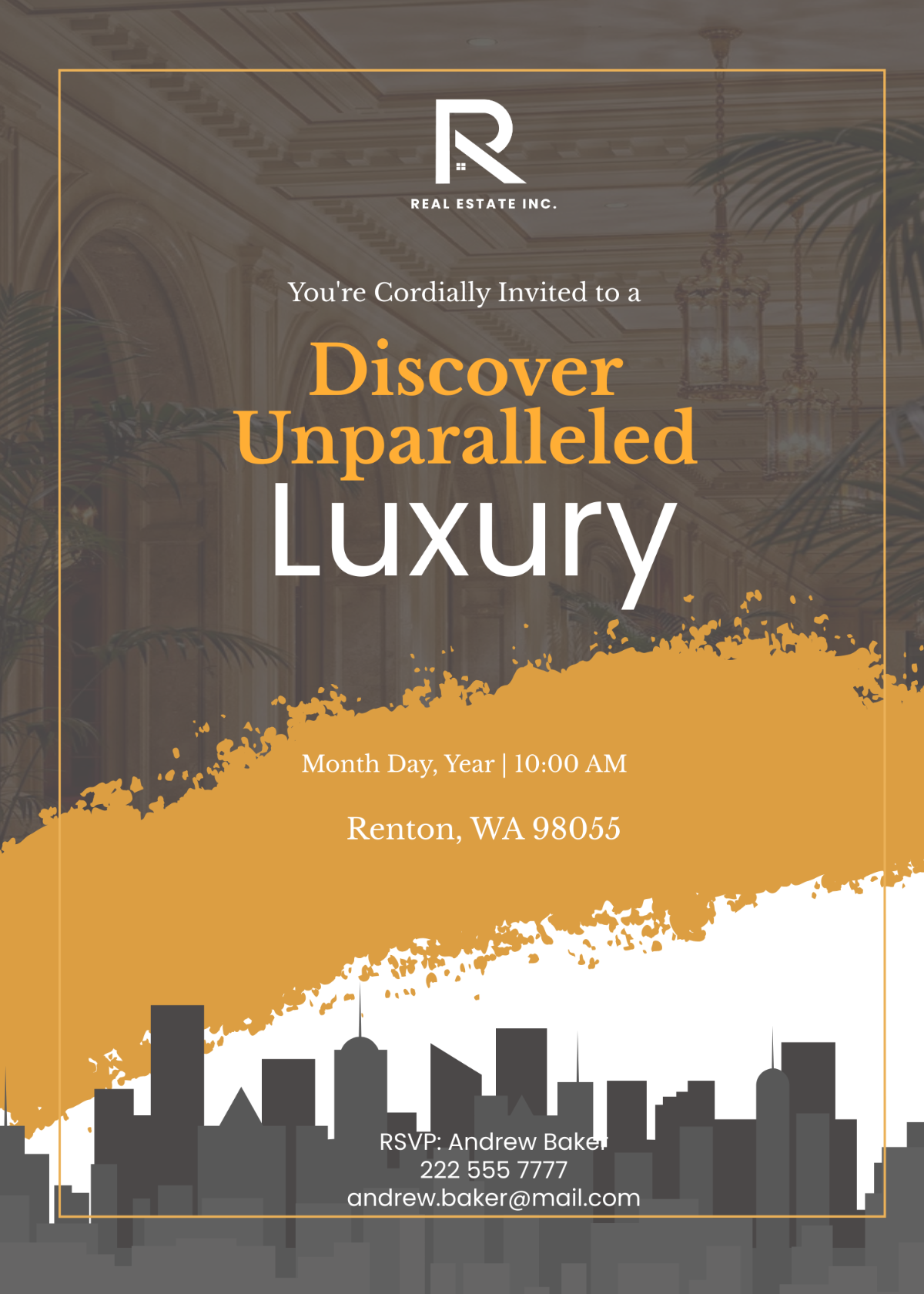 Luxury Property Viewing Invitation Card Template - Edit Online & Download