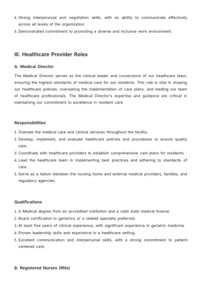 Free Nursing Home Job Plan Template to Edit Online
