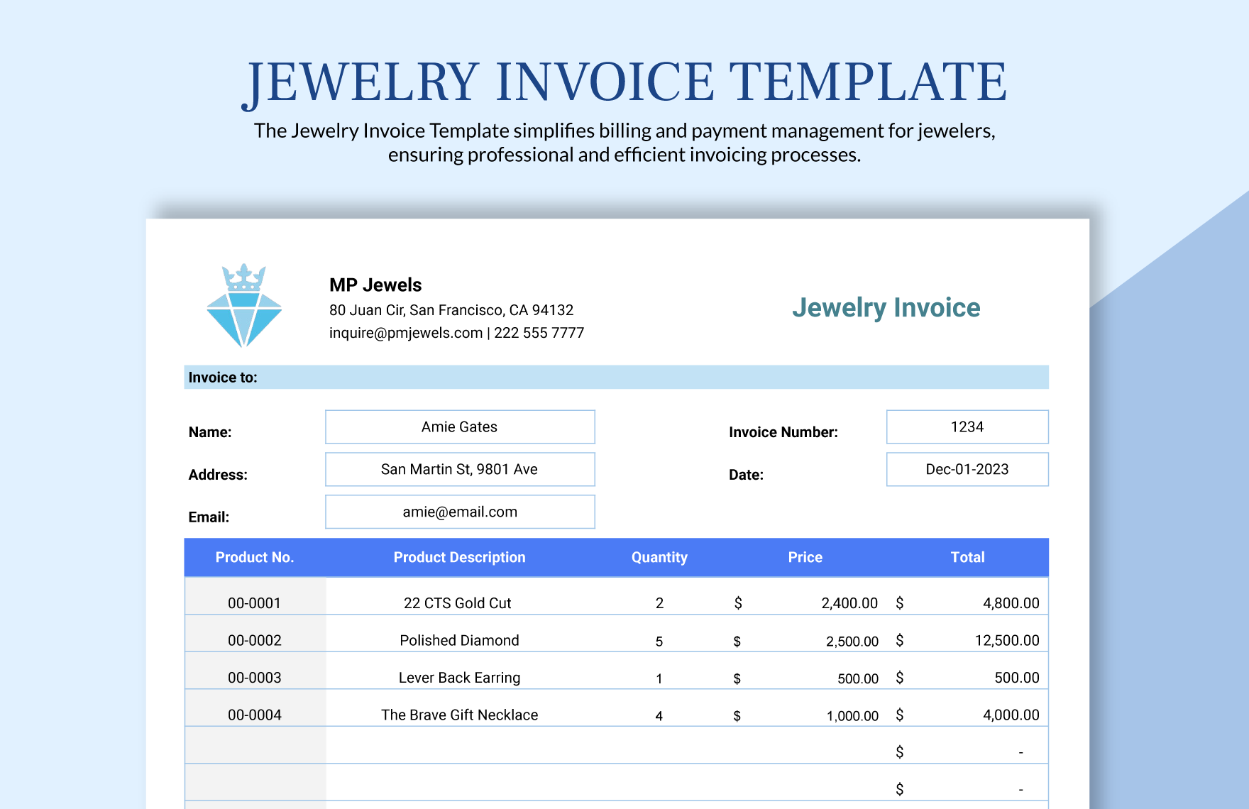 Jewelry Invoice Template