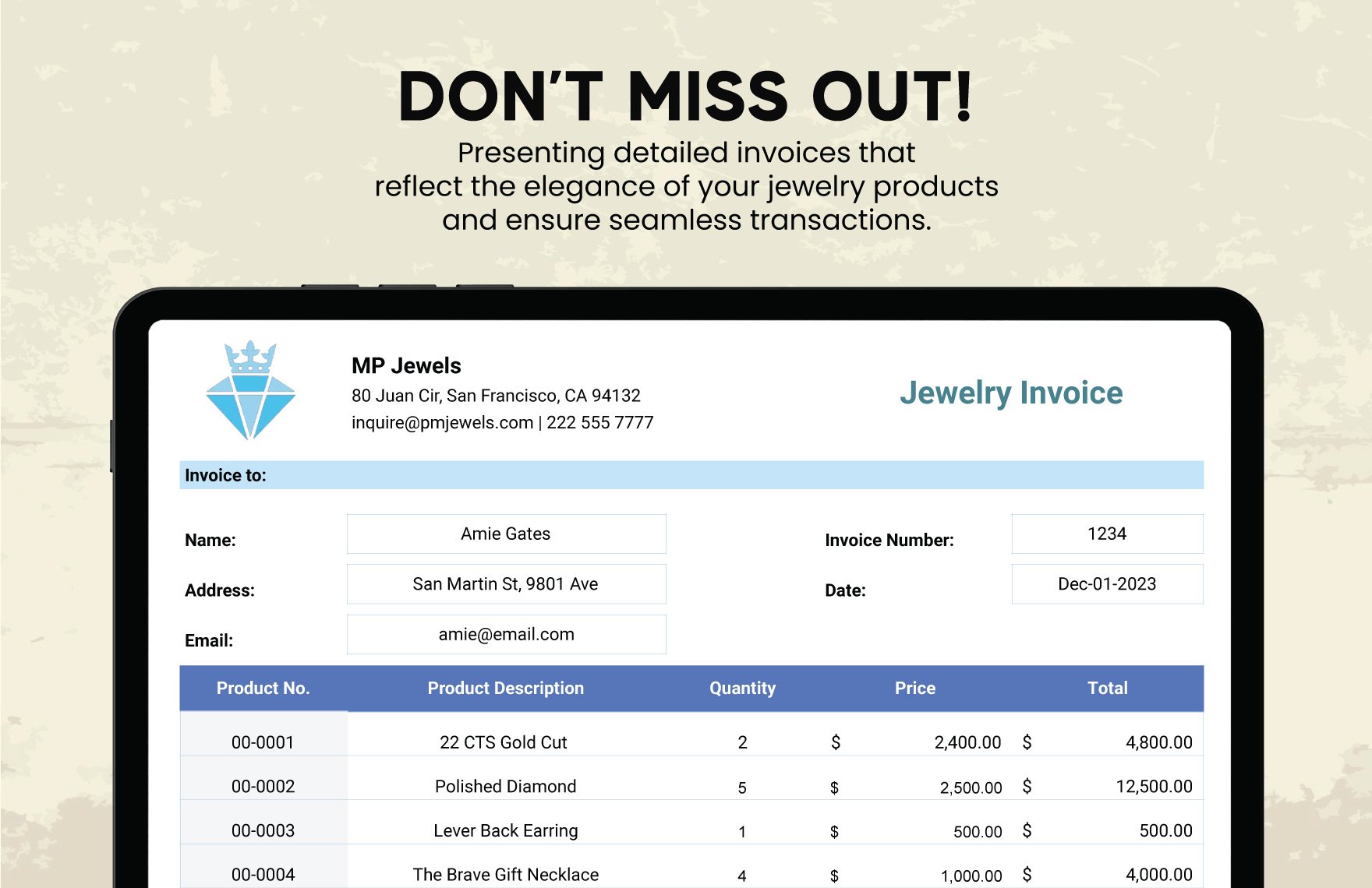 Jewelry Invoice Template