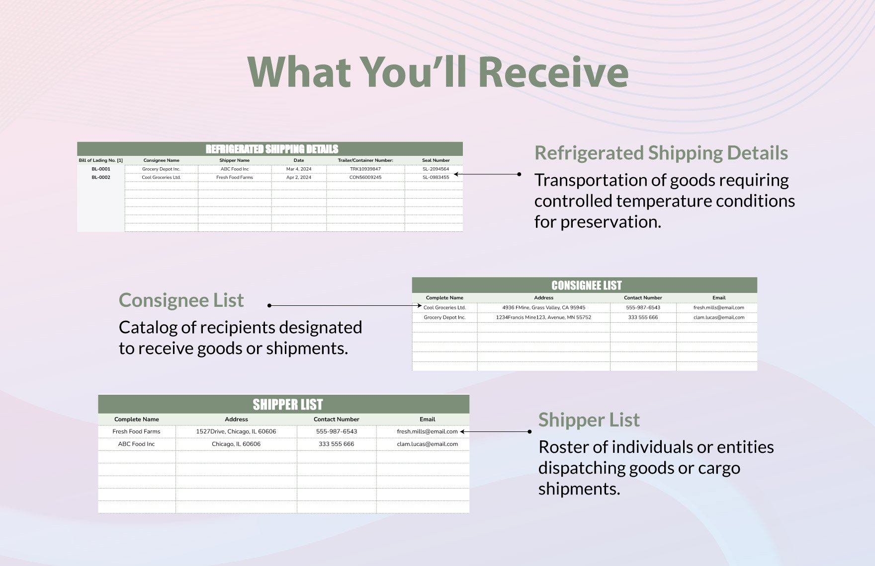 Refrigerated Shipping Bill of Lading Template
