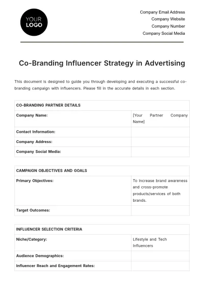 Free Co-Branding Influencer Strategy in Advertising Template to Edit Online