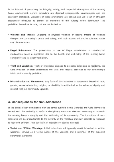 Free Nursing Home Behavior Contract Template to Edit Online