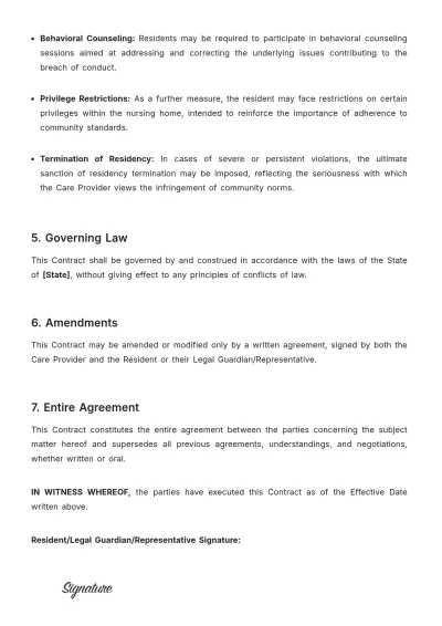 Free Nursing Home Behavior Contract Template to Edit Online