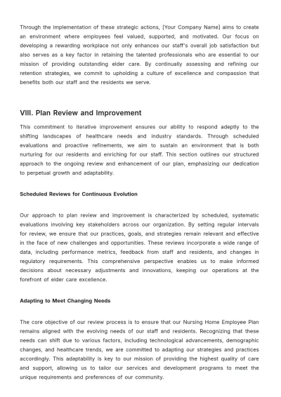 Free Nursing Home Employee Plan Template to Edit Online