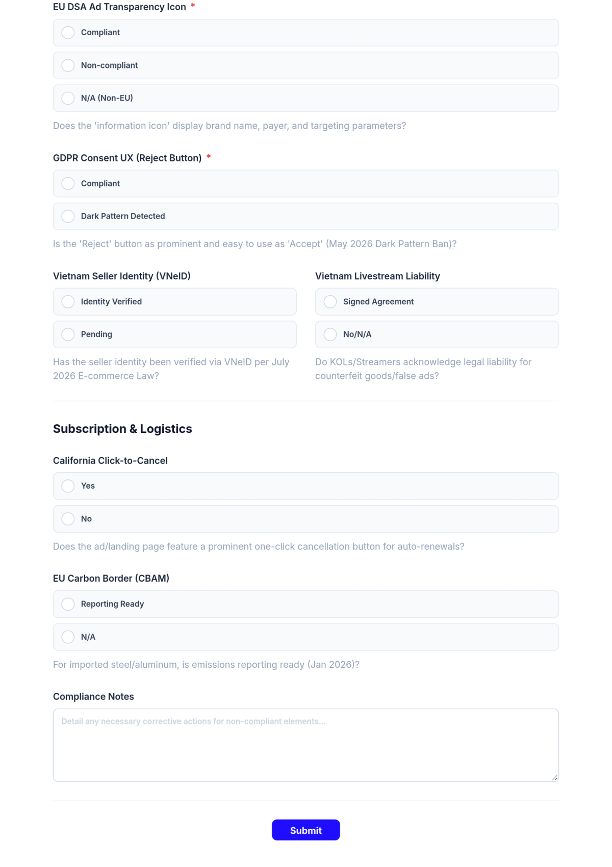 Free Compliance Checklist for E-commerce Ads Template & AI Maker