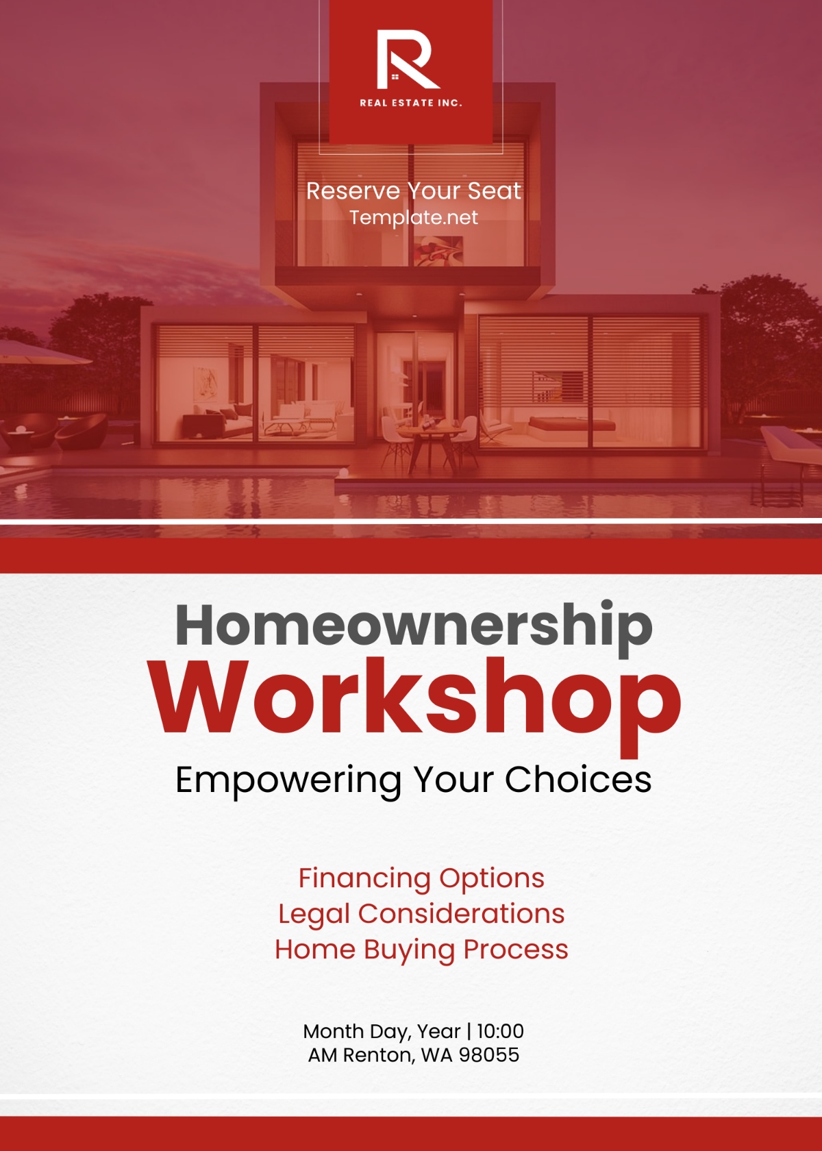 Free Home Buyer Education Workshop Invitation Card Template