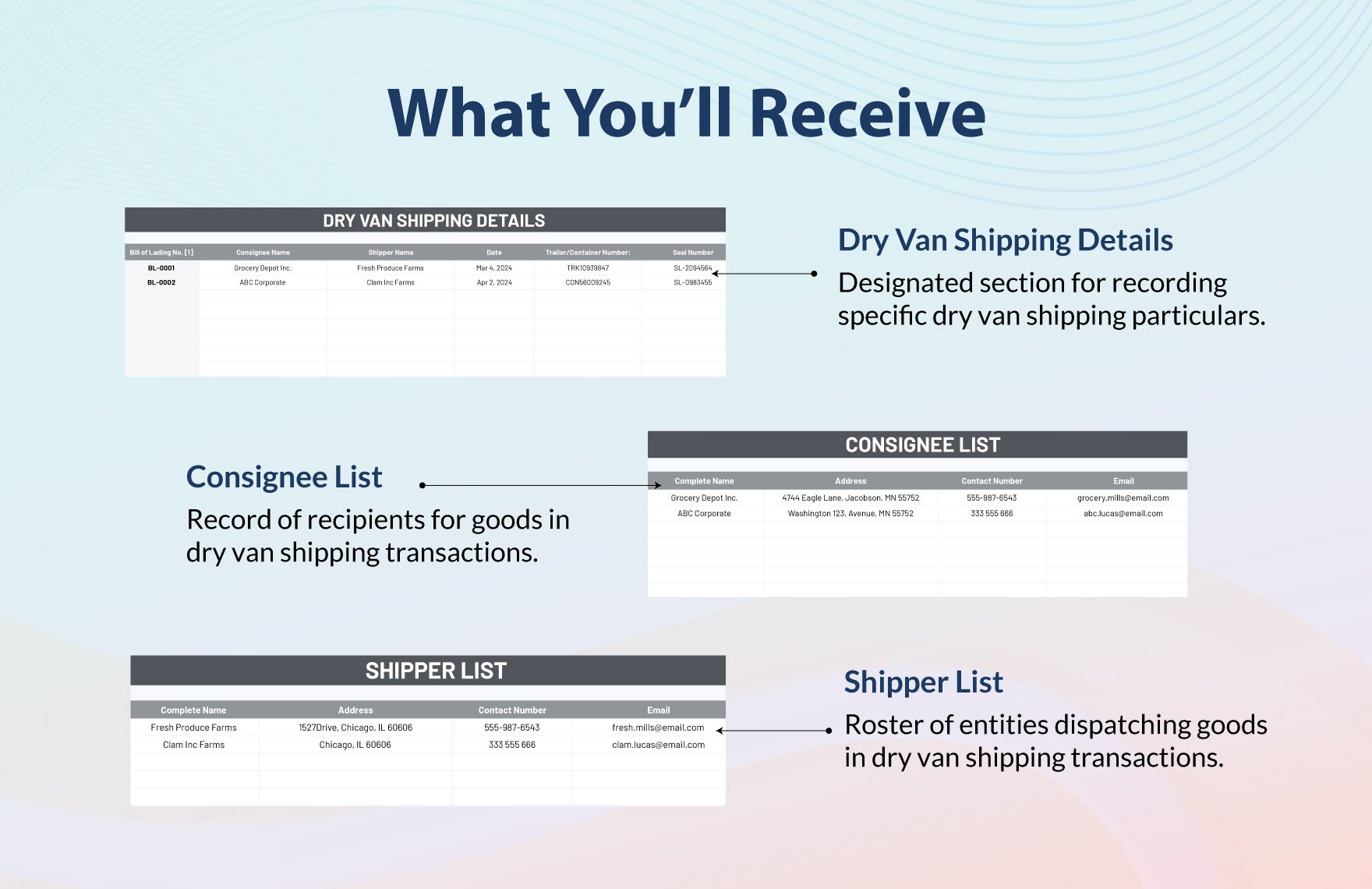 Dry Van Shipping Bill of Lading Template