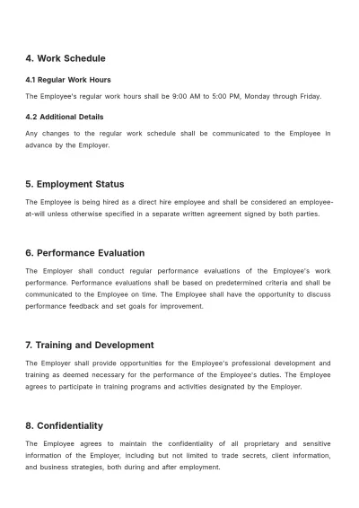 Free Direct Hire Contract Template to Edit Online