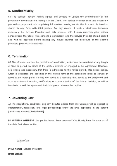 Free Hourly Rate Contract Template to Edit Online