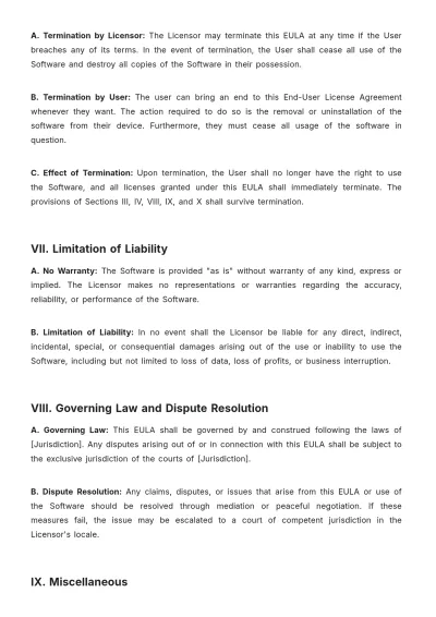 Free End User License Agreement Template to Edit Online