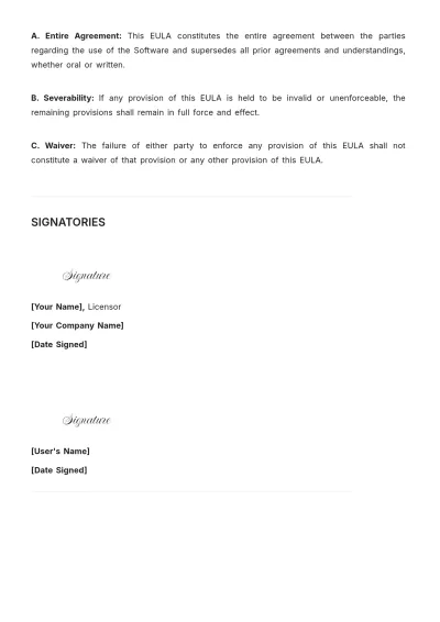 Free End User License Agreement Template to Edit Online