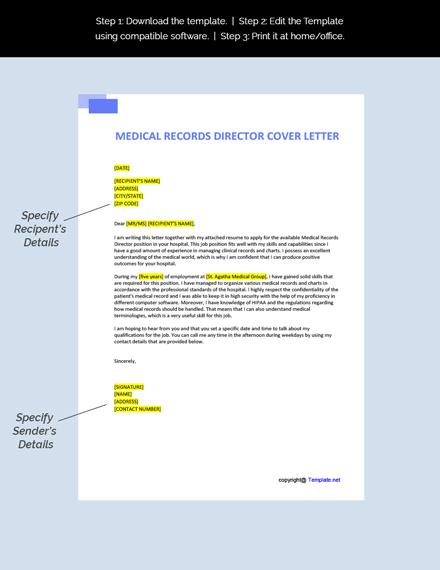 cover letter for medical records coordinator