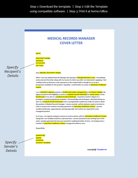 how to write a medical record cover letter
