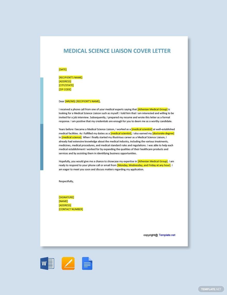 Medical Science Liaison Cover Letter
