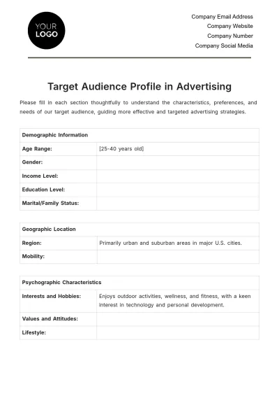 Free Target Audience Profile in Advertising Template to Edit Online