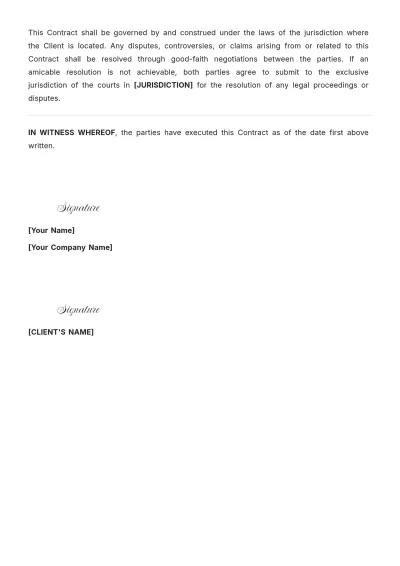 Free Dancer Contract Template to Edit Online