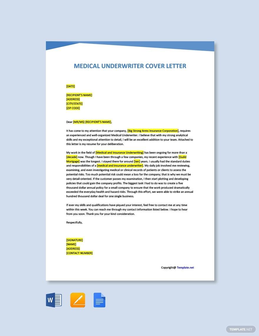 Medical Underwriter Cover Letter