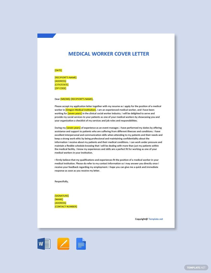 Medical Worker Cover Letter Template