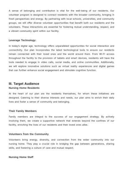 Free Nursing Home Social Engagement Plan Template to Edit Online